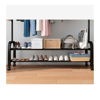 Imagen de Perchero Doble de Metal con doble estante inferior 125x58x154cm Negro