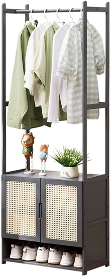 Imagen de Perchero Bambu de Pie 52x31x170cm 3 Estantes Gris y Natural