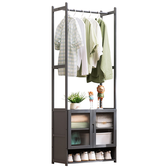 Imagen de Perchero Bambu de Pie 52x31x170cm 3 Estantes Gris