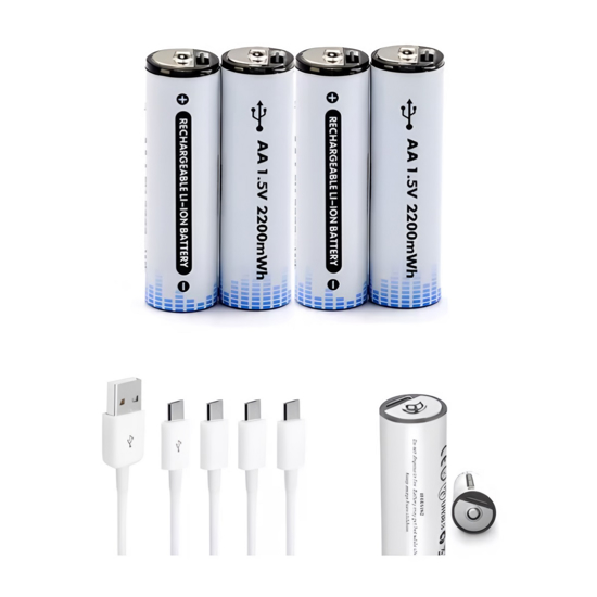 Imagen de Pack de 4 Pilas AA Recargables USB C var552