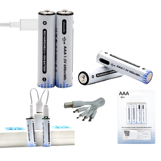 Imagen de Pack de 4 Pilas AAA Recargables USB C var553