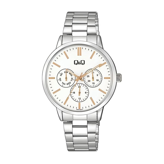 Imagen de Reloj Q&Q A04A-001PY Plateado, Detalles Dorados