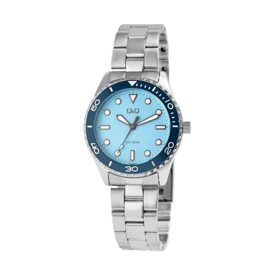 Imagen de Reloj de Dama Q&Q Q55A-005PY Plateado Esfera Azul