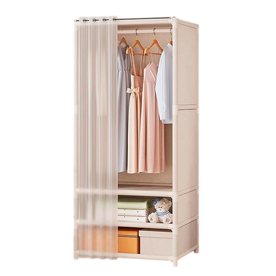 Imagen de Armario Organizador Metal y Tela Perchero 2 Estantes 71cm