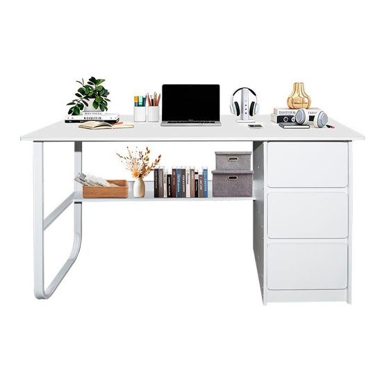 Imagen de Escritorio Minimalista MDF y Metal Blanco 3 Cajones