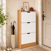 Imagen de Zapatera MDF 3 Niveles con Estante Blanco y Natural Mövi