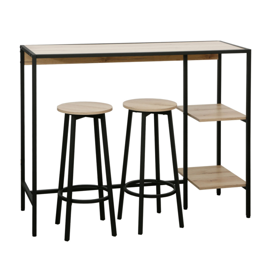 Imagen de Barra Desayunador + 2 Taburetes MDF Hierro 124cm Mövi