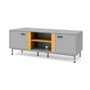 Imagen de Rack Minimalista para TV con 2 Puertas, Estantes y Patas de Metal